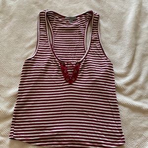 Red and White Striped Tank Top